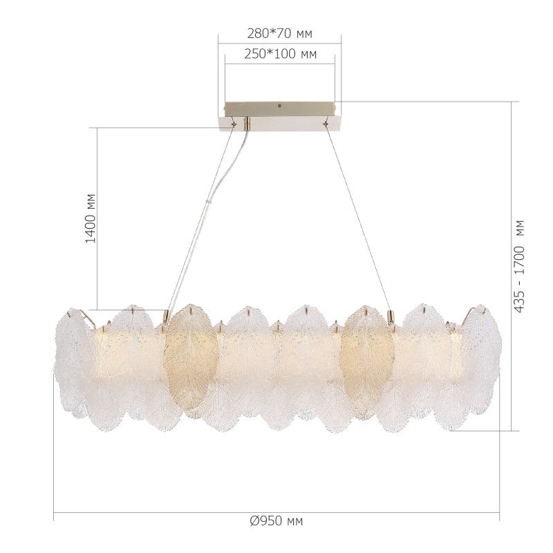 Подвесная люстра 95*16*-170 см, 1*LED, 24W, 3000K, ST-Luce Lightsome SL6135.233.01, золотой