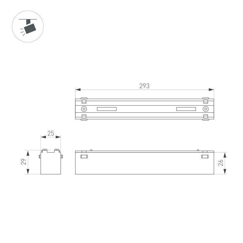 Светильник на шине Arlight 044431 29,3*2,5*2,9 см, 12W, белый (дневной)K,
