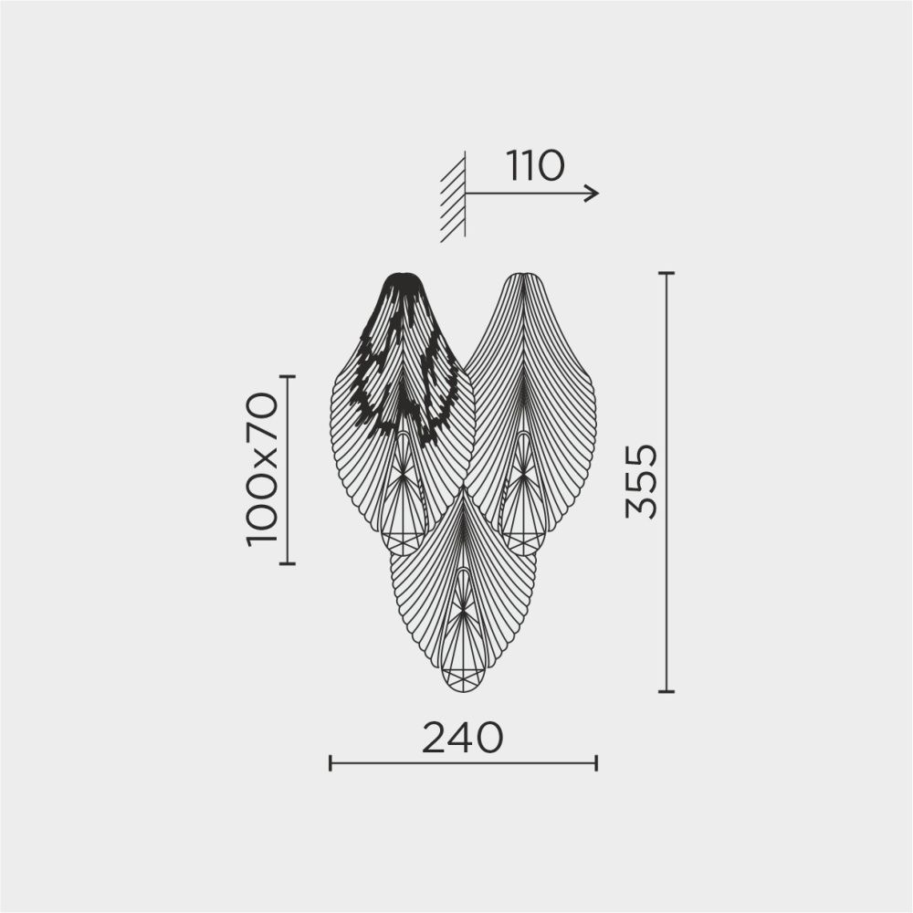 Бра 24*11*-35,5 см, 2*Е14*40W, Modelux  ML.6228.330 GD, Золото