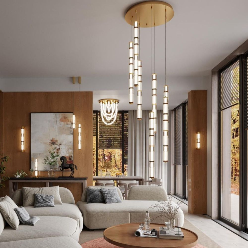 Настенный светильник 40 см, 12W, 4000K, Odeon Light L-Vision Collier 5455/12WL, латунь