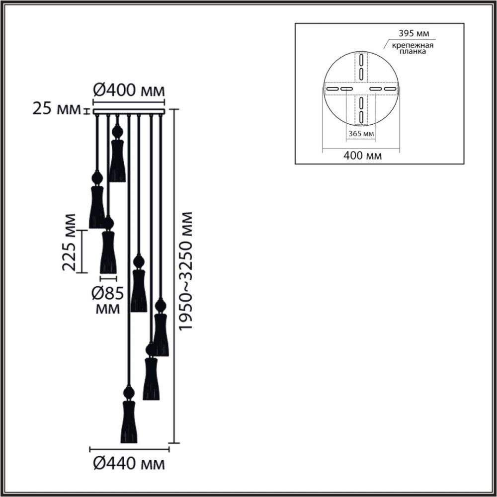 Люстра 44*44*325-325 см, 7*E14*40W, Lumion Emily LUM8268/7A, хром; белый
