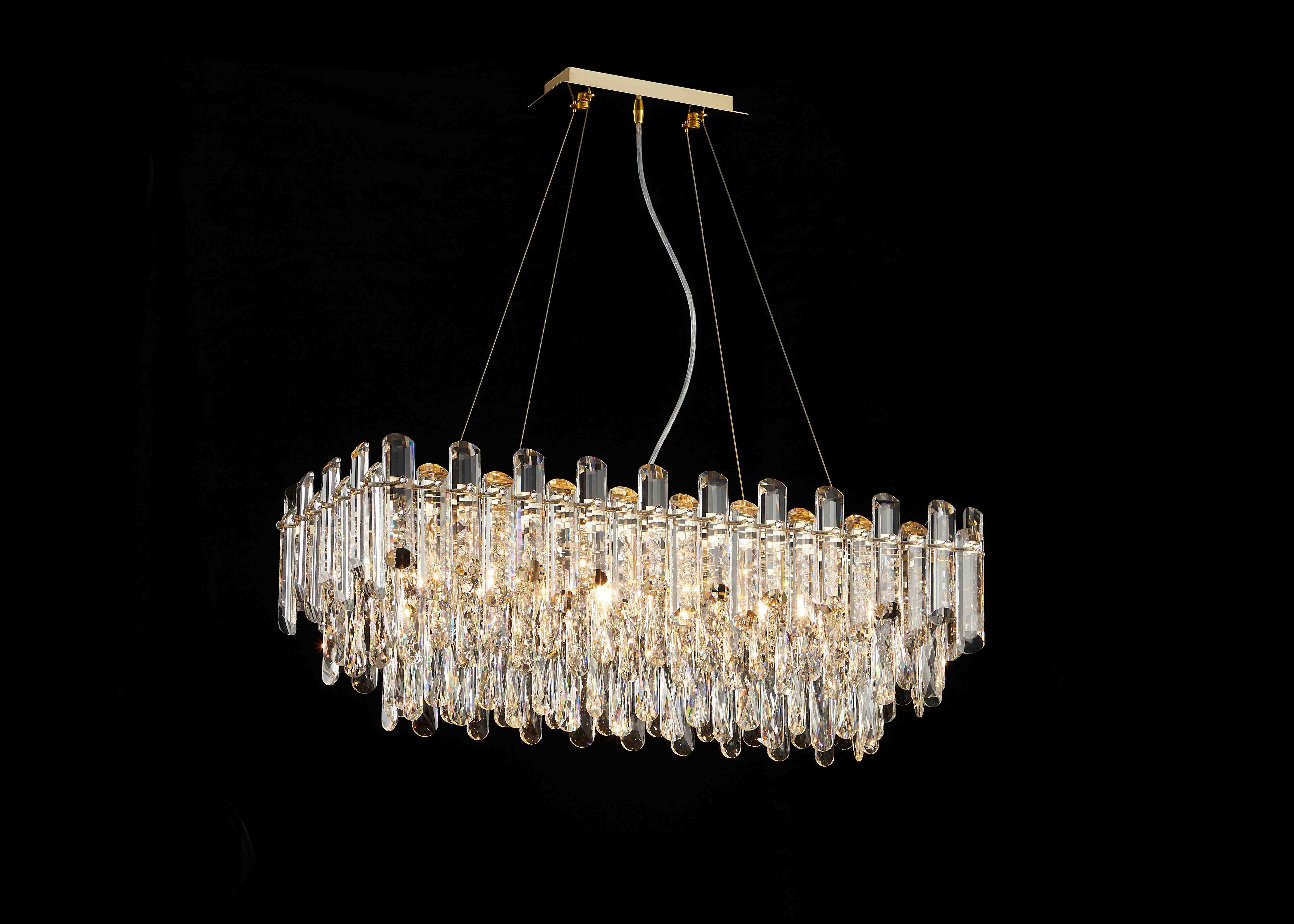 Люстра 800*300*290, 6*E14, 40W NewRgy Cristallo NW076-L800*W300*H290 RECTANGLE H GOLD, H GOLD