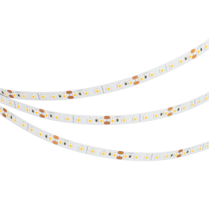 Лента NT-A120-8mm 24V Warm3500 (9.6 W/m, IP20, 3528, 5m) (Arlight, Открытый) 040569. Цена указана за 5 метров. Продается кратно 5 метрам.