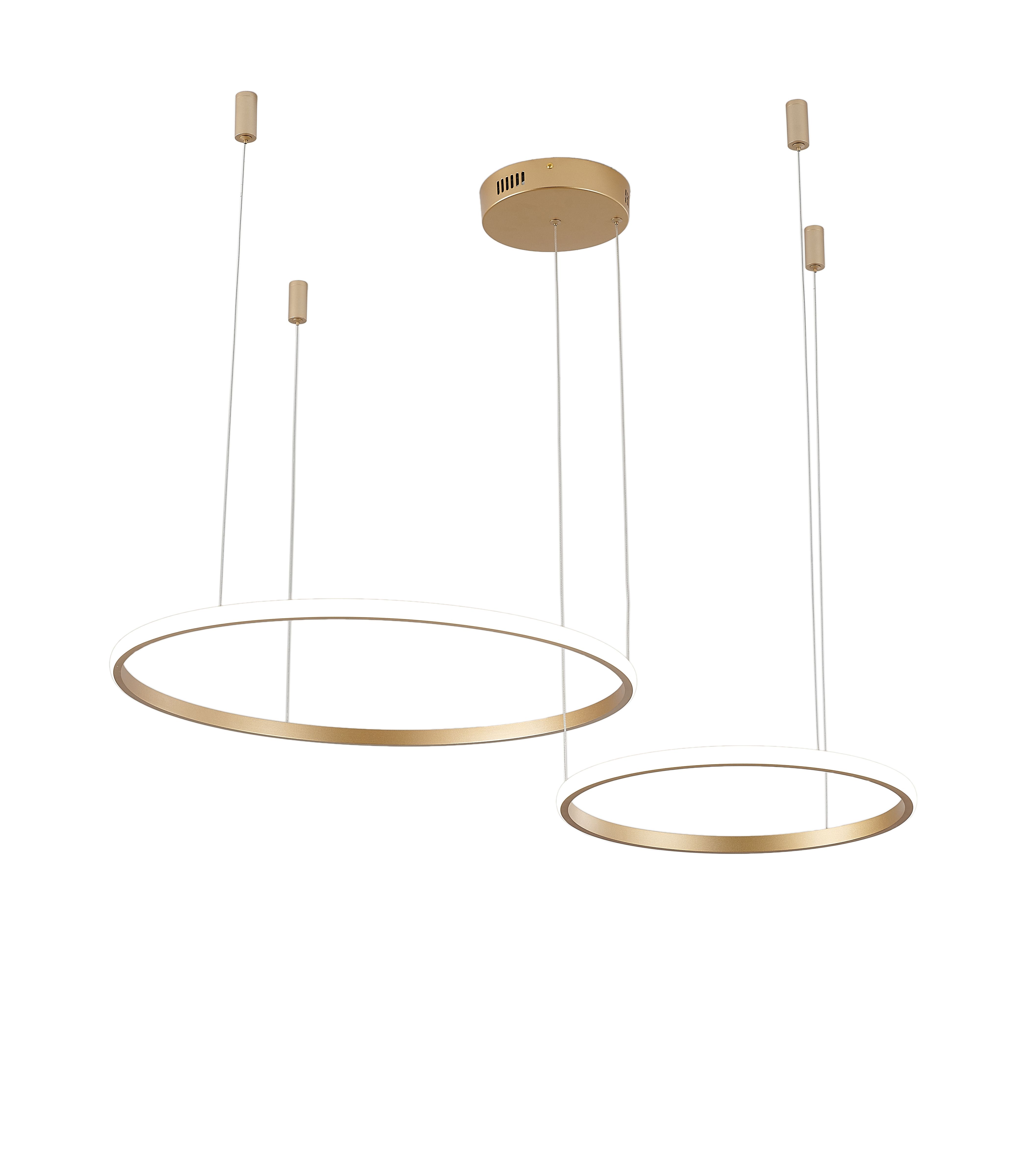 Светильник подвесной 40/60 см, LED 63W 4000K матовое золото Zortes Ringolight ZRS.33320.63F