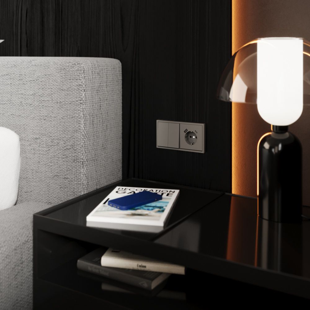 Перекрестный переключатель встраиваемый двухклавишный 10А, кашемир Voltum S70 VLS020503, Пластик Soft touch