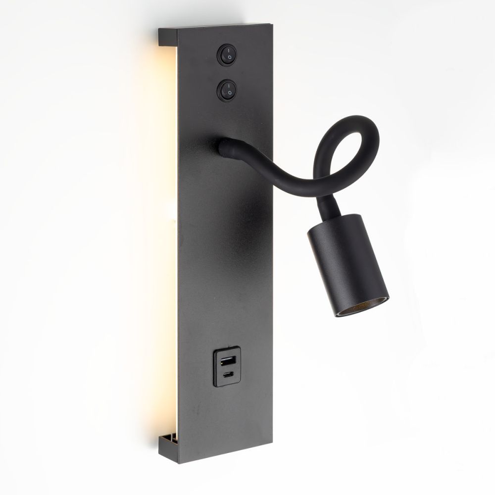 Светильник с выключателем 8*30 см, 14W, 3000K Чёрный Citilux Декарт CL704471 LED USB