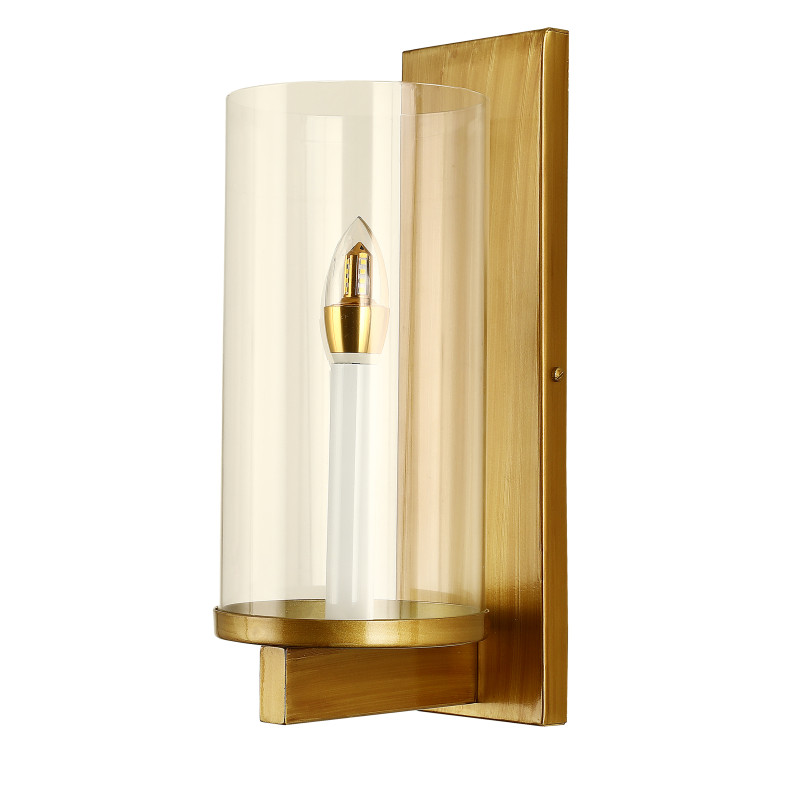 Бра Favourite Phialam 2956-1W, D180*W140*H370, каркас золотисто-коричневого цвета, плафон из прозрачного стекла