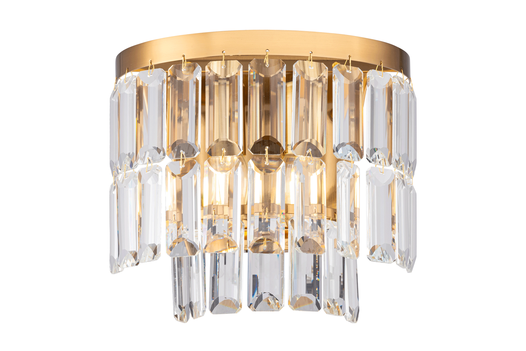 Бра 250*150*230, 2*E14, 40W NewRgy Cristallo W2752P/2A PLATING BRASS+CLEAR, PLATING BRASS+CLEAR