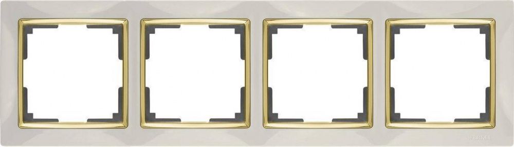 WL03-Frame-04-ivory-GD/ Рамка на 4 поста (слоновая кость/золото), 4690389083914