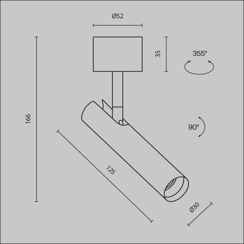 Потолочный светильник 3*16,6 см, LED 6W 3000K Maytoni Technical Focus T C141CL-L125-6W3K-BBS черный/латунь