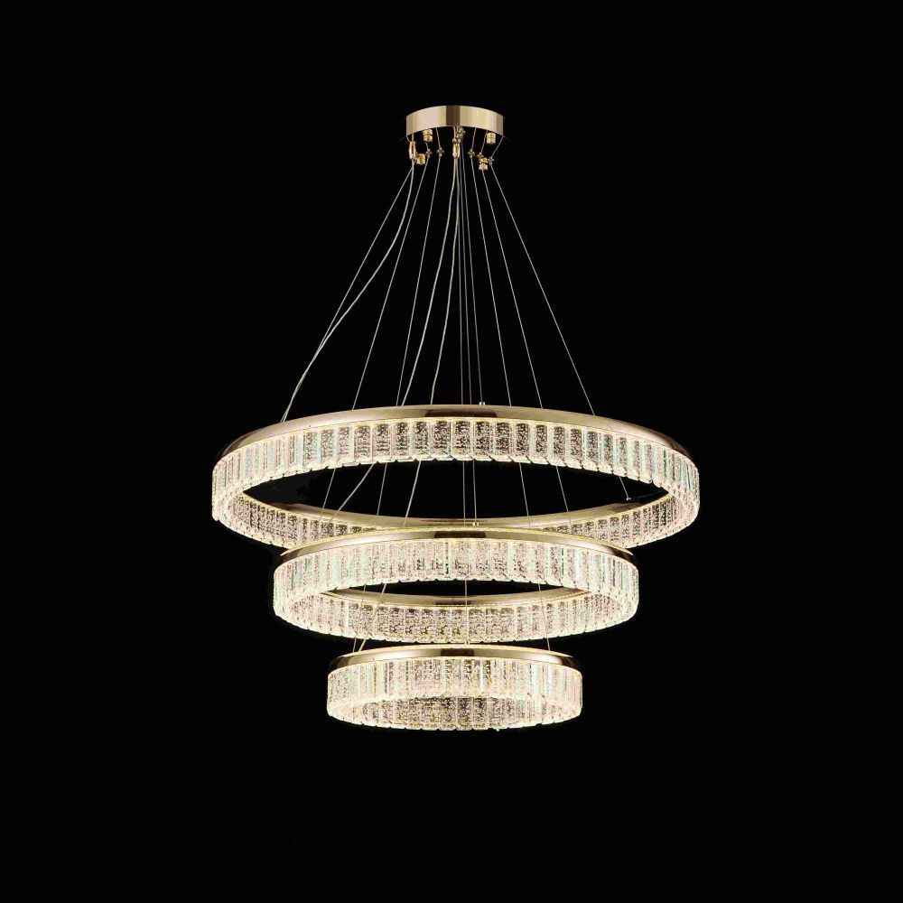 Люстра Ø800 (600) (400) x H80 (1500) мм, Светодиодная плата 472W 3000-6000K NewRgy FRENCH GOLD (ФРАНЦУЗСКОЕ ЗОЛОТО) A23-ф800+600+400*H80 FRENCH GOLD