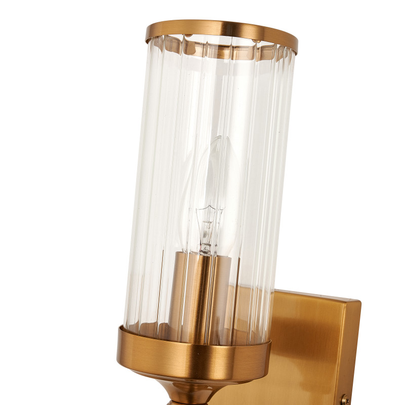 Бра Favourite Basis 2927-1W, D140*W100*H265, античной латуни, плафон из прозрачного стекла