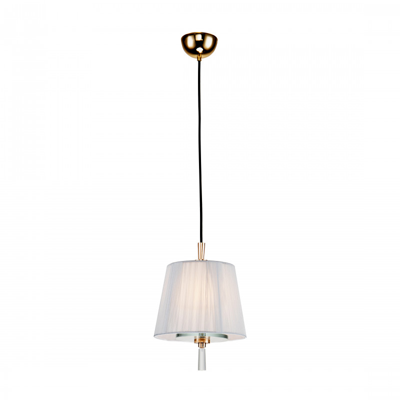 Подвес Favourite Sade 2690-1P, D230*H300/1410, золотой гальваники, абажур из серой нити, декоративные элементы выполнены из прозрачного стекла