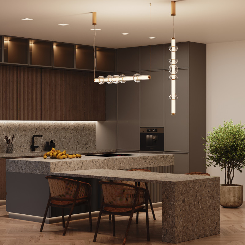 Подвесной светильник 98*16*39,5*137,5 см, LED*39W, 3000 К, Cosmo MOD210PL-L39BS3K Maytoni, Латунь
