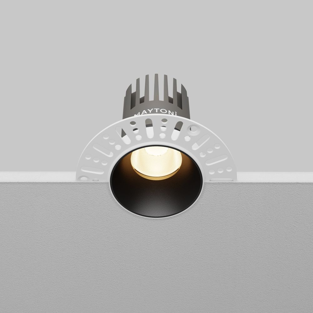 Встраиваемый светильник 9*8 см, вр 6 см, *LED*10W, 3000K, Maytoni Dip DL119-10W-3K-TRS-B, Черный