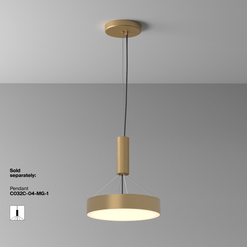 Накладной светильник 30*30*6 см, LED, 36W, 3000К, Maytoni Technical Zon C032CL-36W3K-RD-MG золото матовое