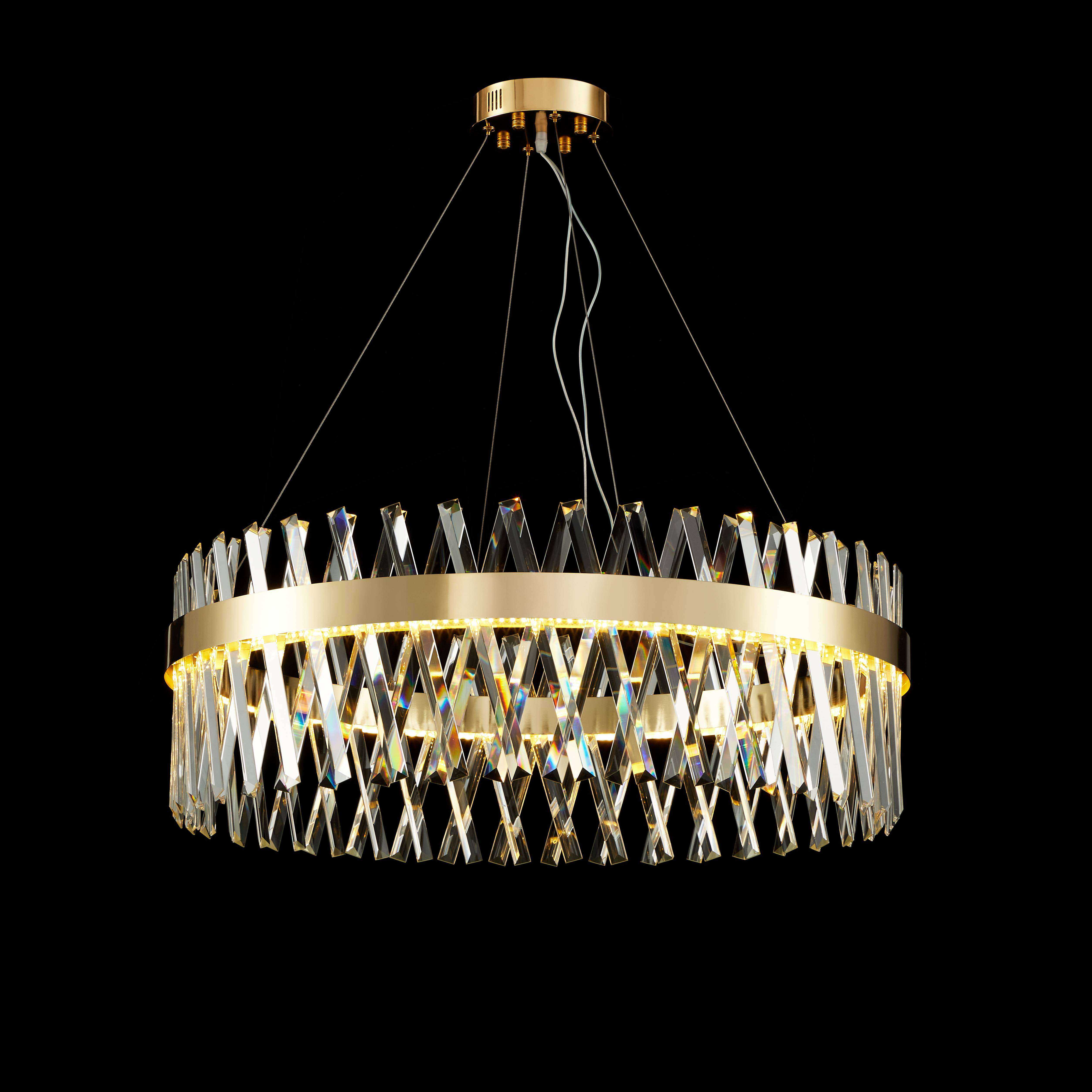 Люстра  800*280, LED, 82W 3000-6500K NewRgy Cristallo Y96-ф800*H280 H-GOLD, H-GOLD