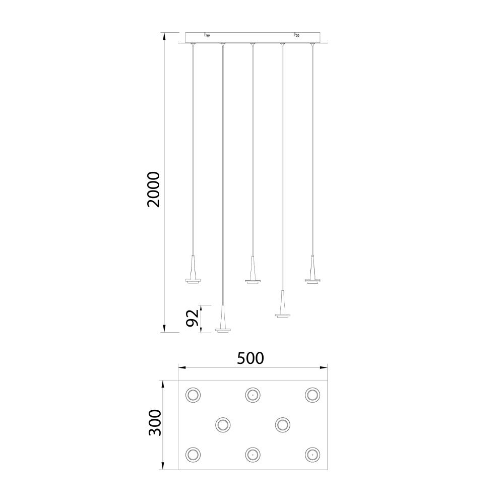 Люстра подвесная 50*30*-212,5 см, 8*LED*5W, 3000K, Mantra Andromeda MAN8934+8PL, золотой