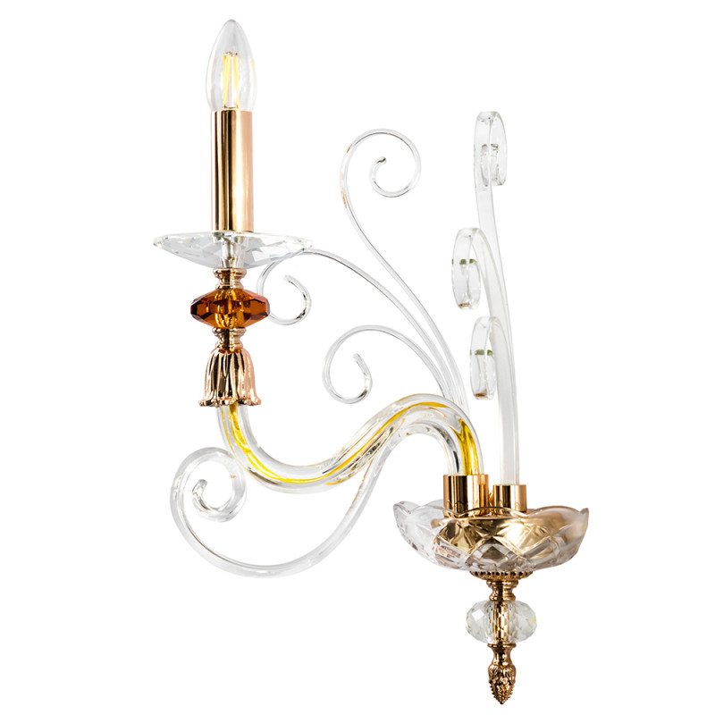 Бра Crystal Lux CATARINA AP1 V2 GOLD/TRANSPARENT-COGNAC Золотой/Прозрачный