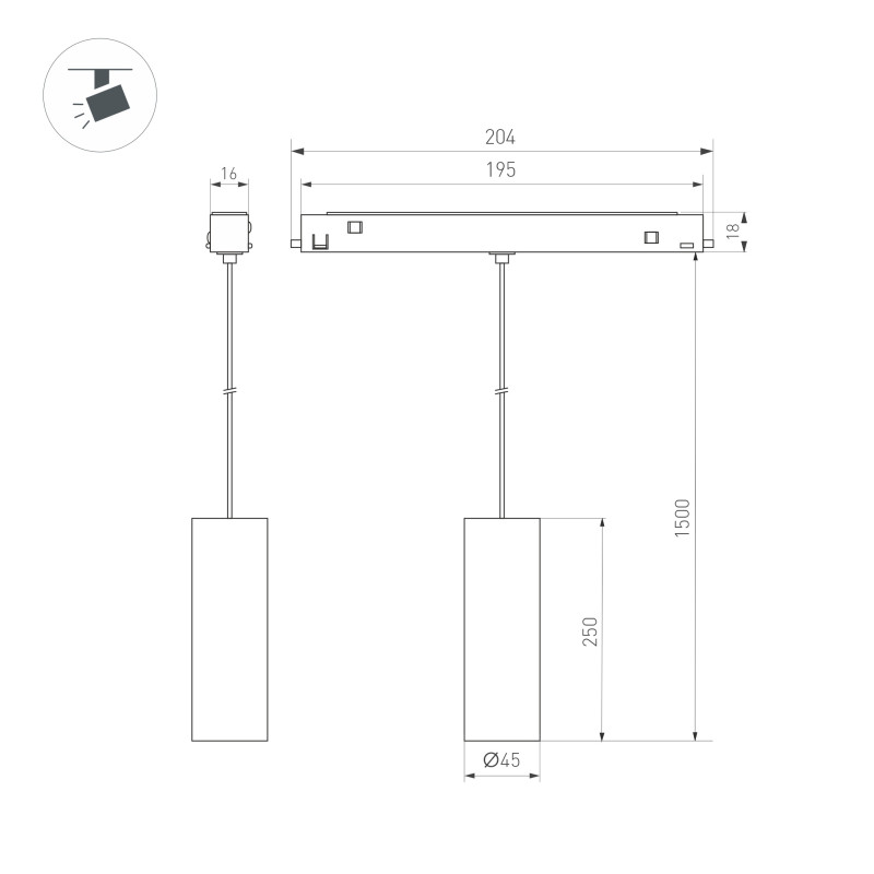 Светильник на шине Arlight 035829 20,4*4,5*150 см, 12W, белый (дневной)K,