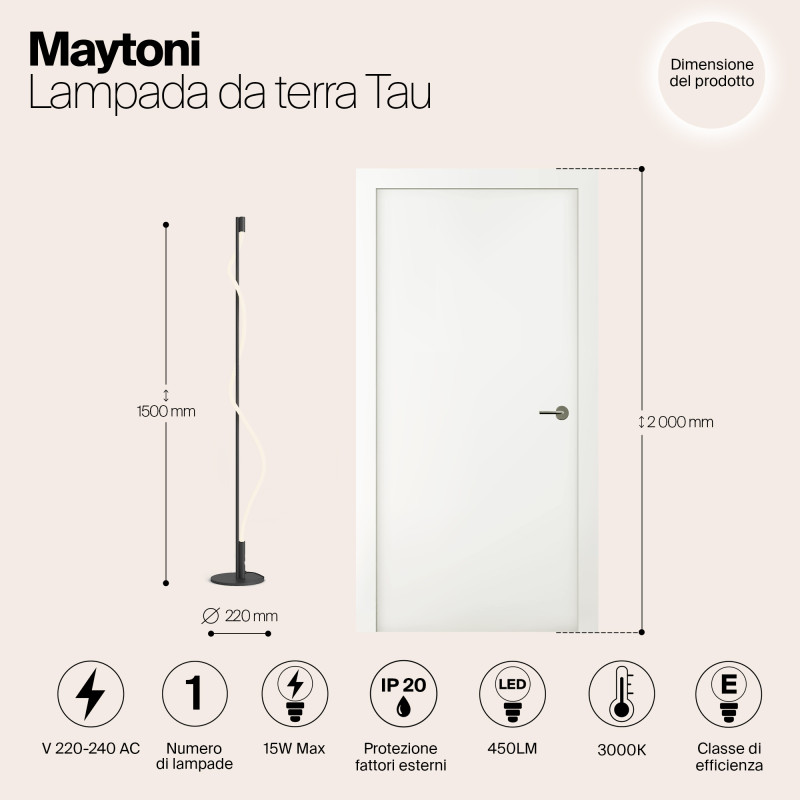 Светодиодный светильник 150 см, 15W, 3000K, Maytoni MOD166FL-L15B3K, черный