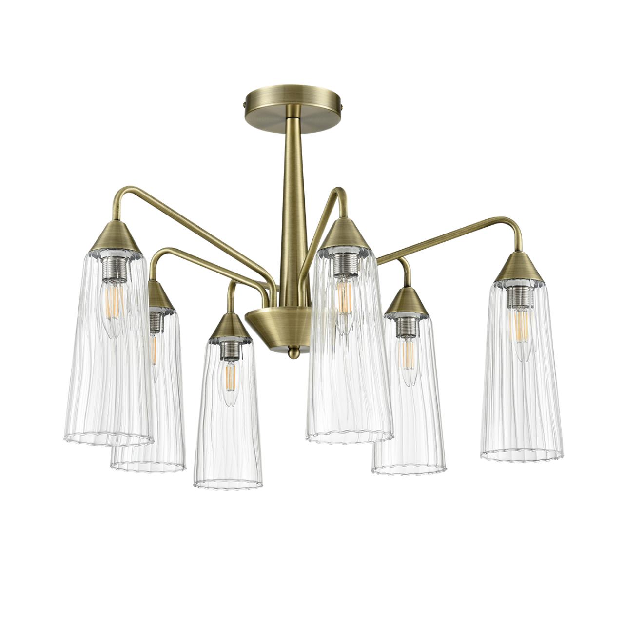 Люстра потолочная 64*45 см, 6*E14 Lumion DOLIANA 6584/6C бронза, прозрачный