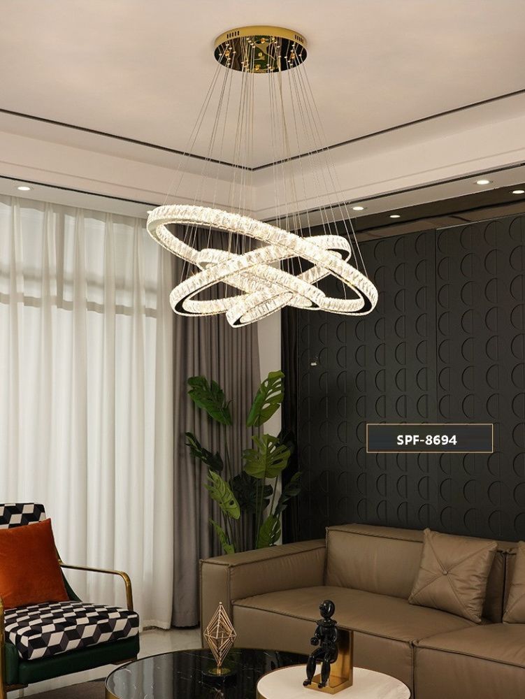 Светильник подвесной SPF-8691 GOLD/ЗОЛОТО  D600+470+260+200/H1200/4/LED/120W RIPPLE 24-09