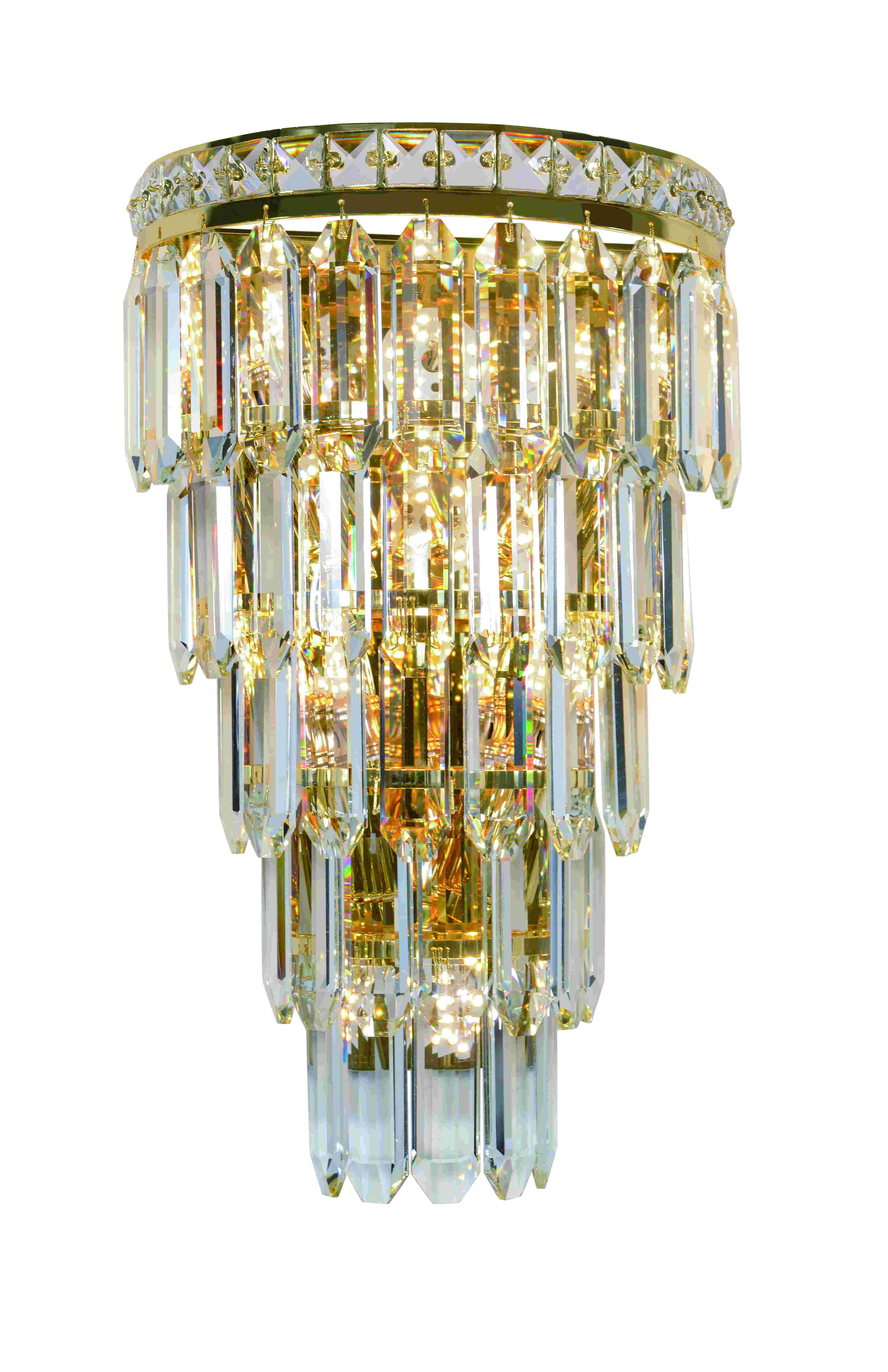 Бра 260*160*450, 4+3*E14+Led, 40W NewRgy Cristallo W2796E/4+3A GOLD+CLEAR, Золото+прозрачный