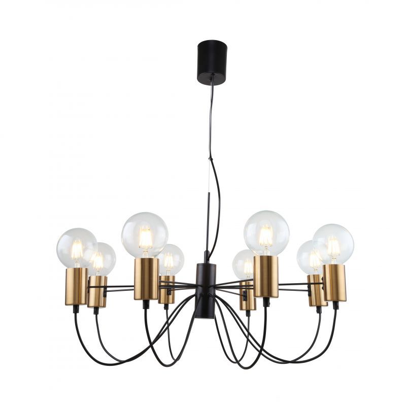 Подвесная люстра F-Promo Edisson 2990-8P, D680*H450/1000, сочетание черного и латунного цветов в каркасе, рекомендуем использовать лампу Е27 с большой круглой колбой