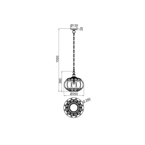 Подвесной светильник  35*155 см, 1*E27 коричневый, бронза Vele Luce Helen VL4266P11