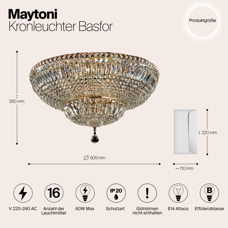Люстра диаметр 61 см Maytoni DIA100-CL-16-G Золото