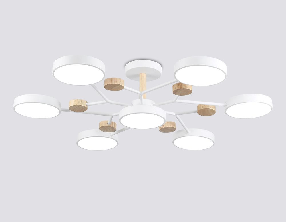 Люстра светодиодная на штанге **19- см, **W, 3000-6000K, Ambrella Light Comfort FL4864, белый, дерево