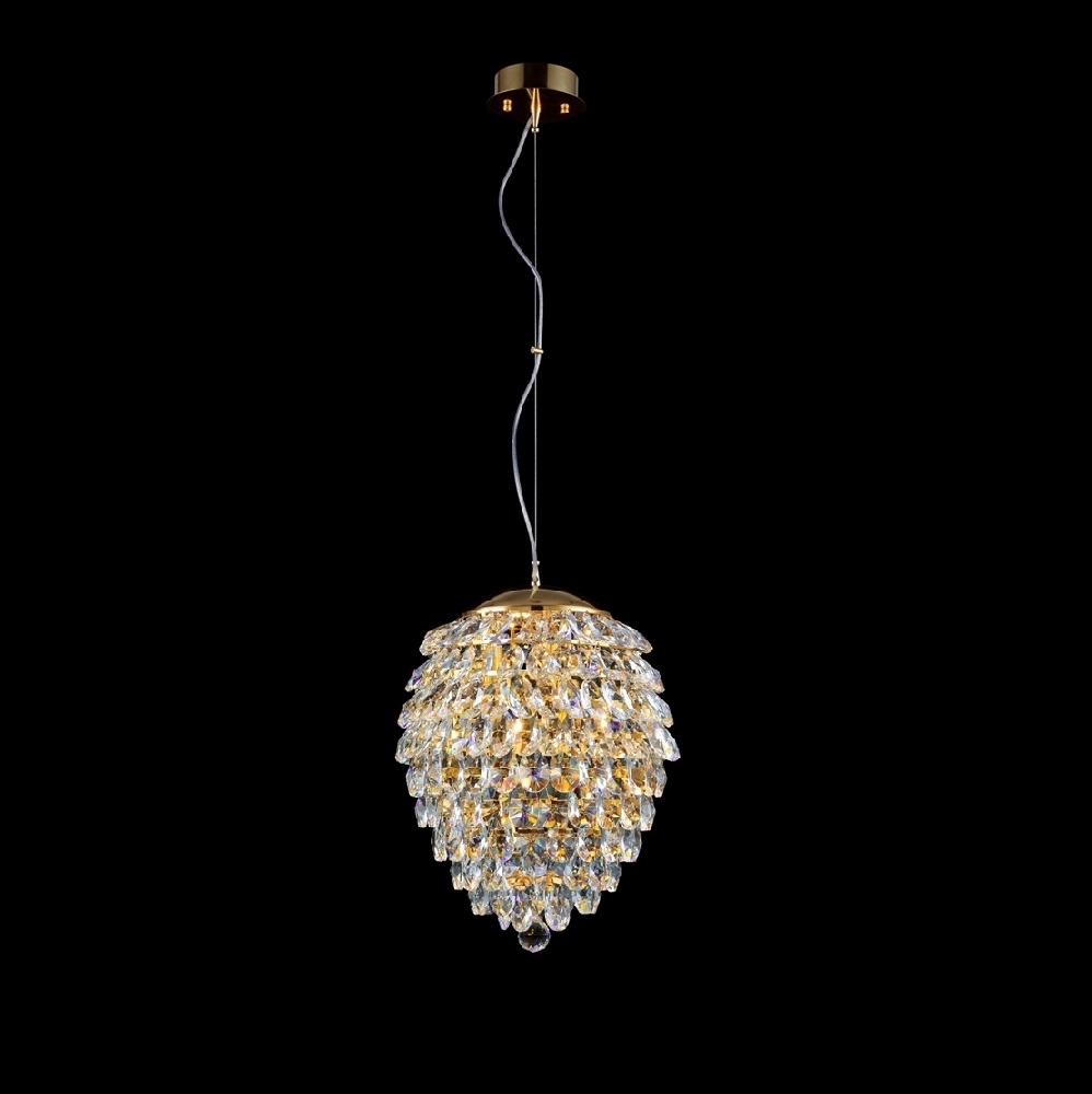 Светильник подвесной 25 см, Crystal Lux CHARME SP4 GOLD/TRANSPARENT Золотой