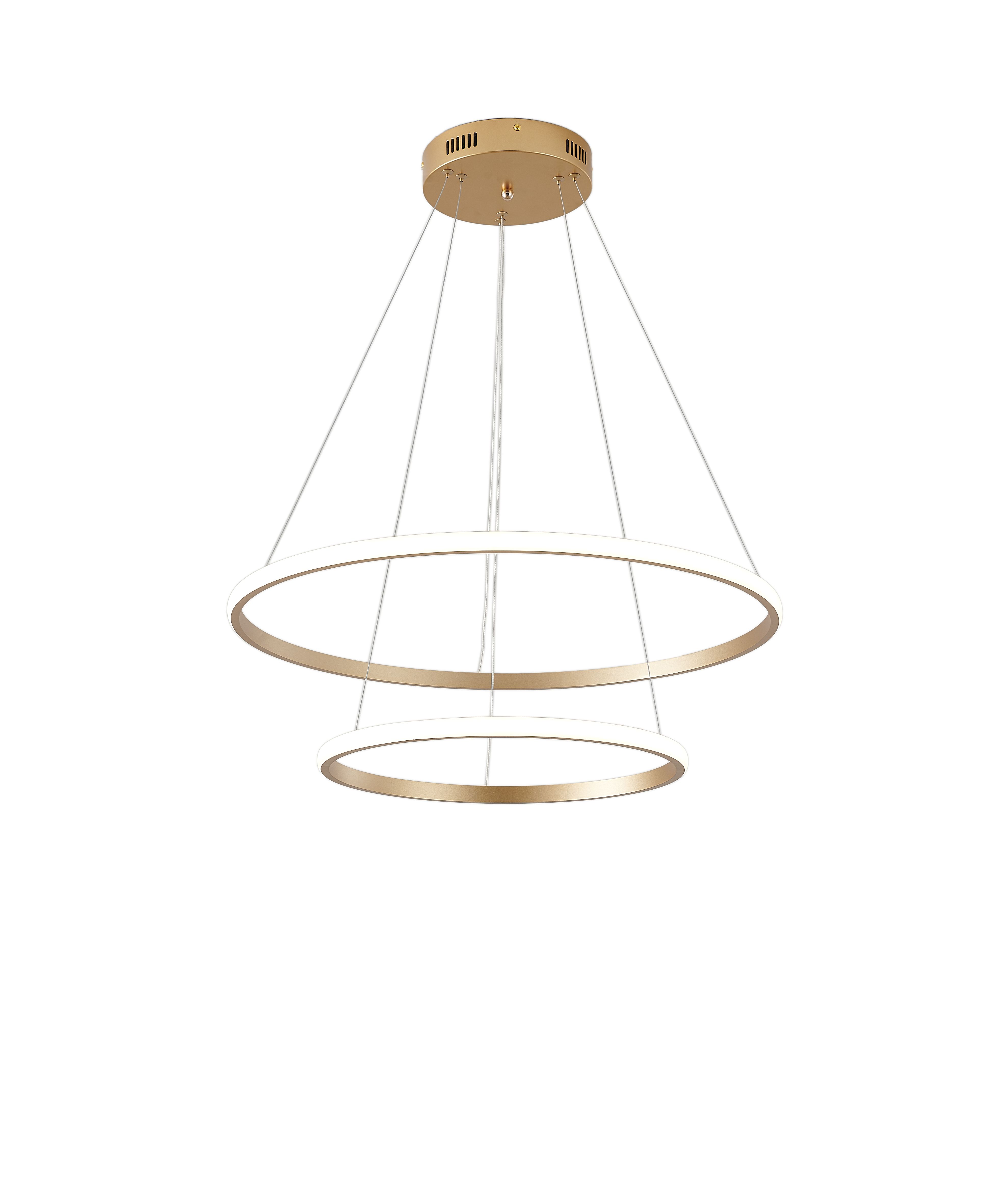 Светильник подвесной 40/60 см, LED 63W 4000K матовое золото Zortes Ringolight ZRS.33320.63C