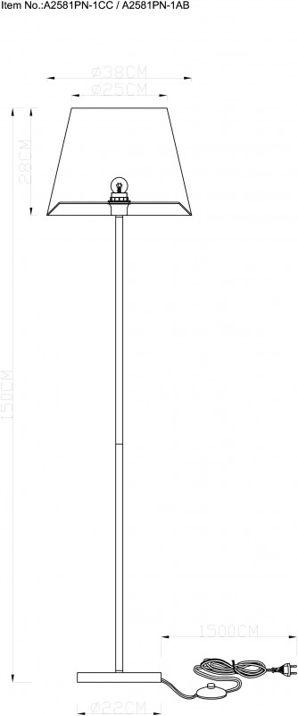 Торшер Arte Lamp Elba A2581PN-1CC, хром