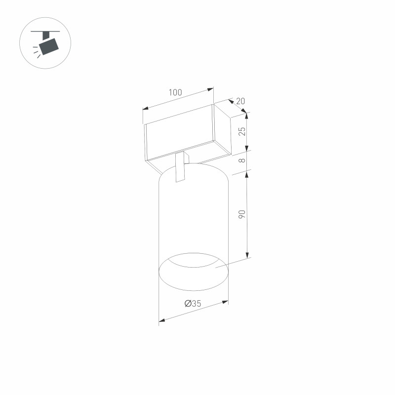 Светильник на шине Arlight 033677 10*2*12 см, 9W, белый (теплый)K,