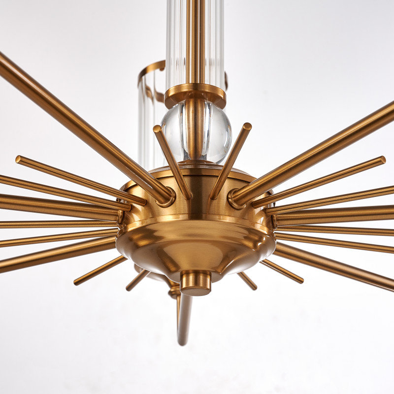 Подвесная люстра Favourite Basis 2927-7P, D655*H395/1500, античной латуни, плафоны и декор из прозрачного стекла