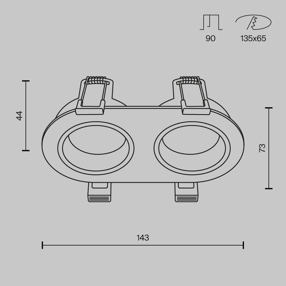 Встраиваемый светильник 14 см, Maytoni Technical Share DL126-02-GU10-B, черный