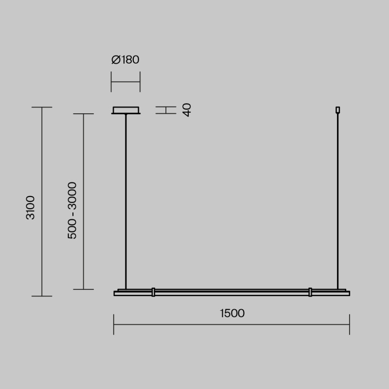 Линейный светильник 150*18*310 см, LED, 28W, 3000К, Maytoni Plume MOD340PL-L28BS3K латунный