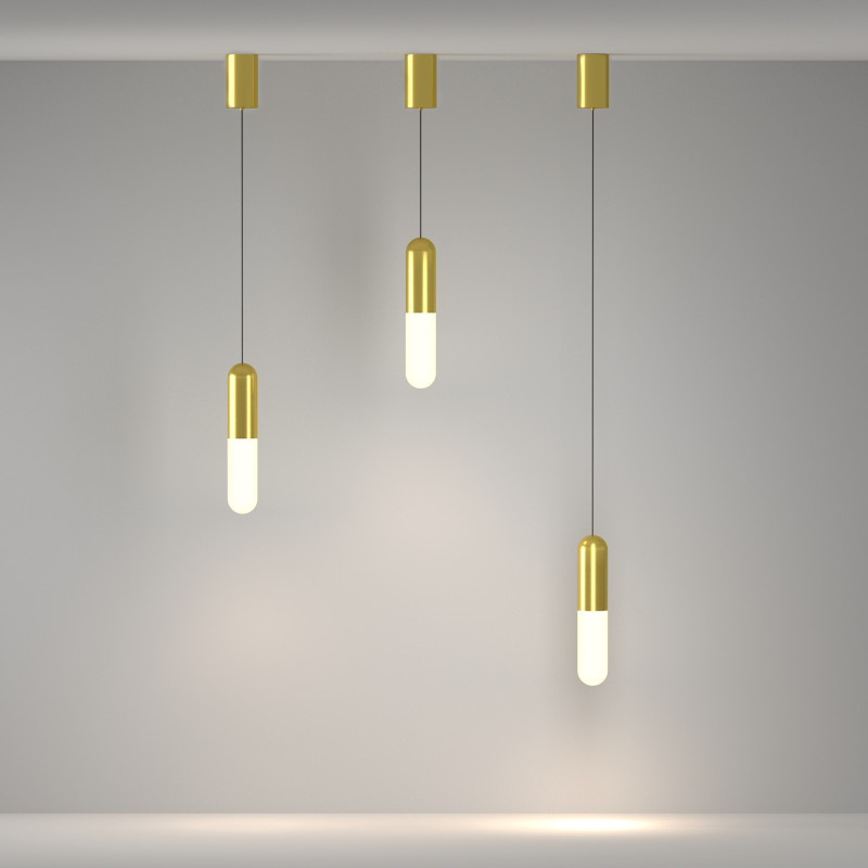 Подвесной светильник 6*6*30 см, LED, 12W, 3000К, Maytoni Technical Mist P101PL-L300-12W3K-BS латунный