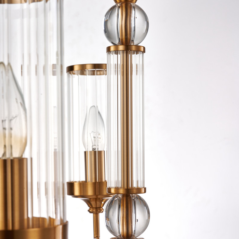 Подвесная люстра Favourite Basis 2927-7P, D655*H395/1500, античной латуни, плафоны и декор из прозрачного стекла