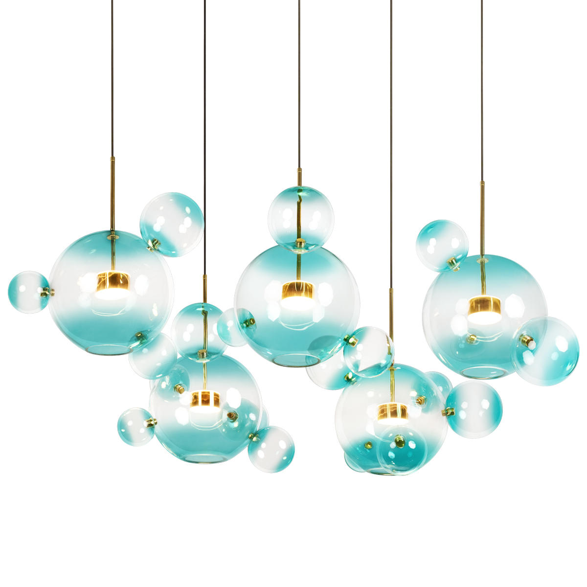 Подвесной светильник 165*60*68 см, 5*LED*10W LOFT IT Bolle 2027-S5 Blue золото