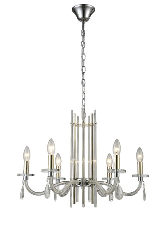 Люстра 62 см, Crystal L ux AURELIO SP6 GOLD+CHROME/TRANSPARENT Хром/Золото