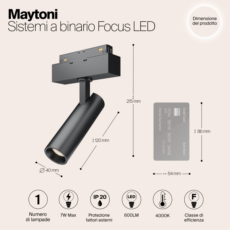 Светодиодный светильник 7W, 4000K Maytoni Track Lamps TR019-2-7W4K-B черный