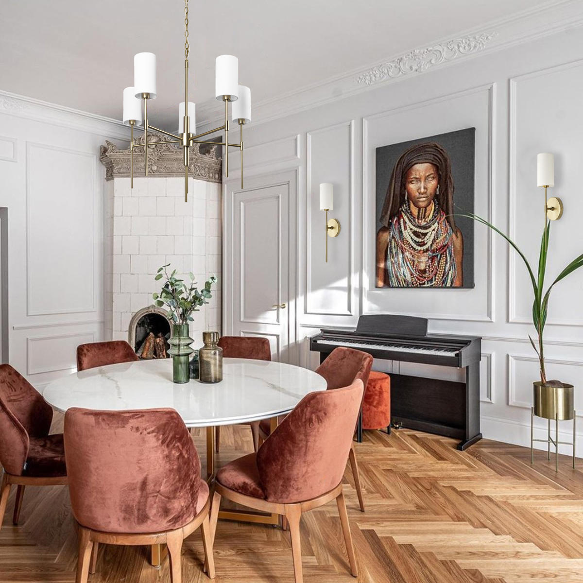Подвесной светильник 60,5*72/222 см, 5*E14 LOFT IT Comfy 10307 Brass латунь