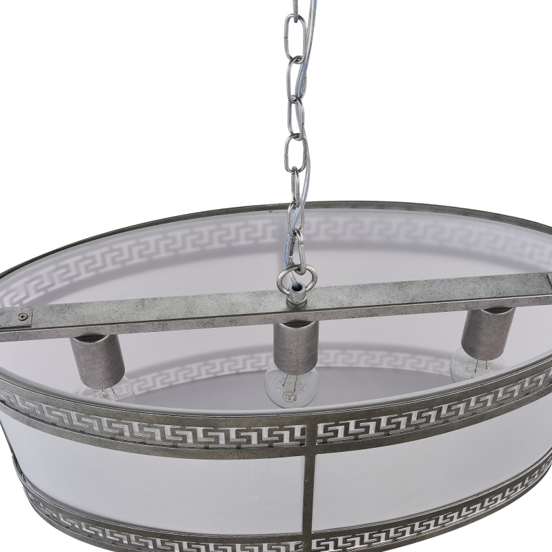Подвесная люстра Favourite Exortivus 4010-3PC, L600*W250*H395/1395, античного серебра, плафон из белой ткани