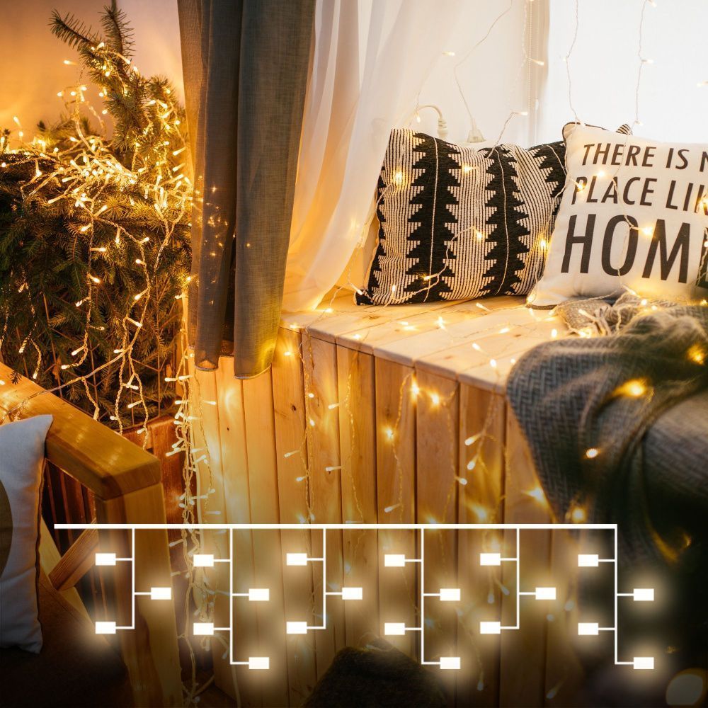 ПОДАРОК ПРИ ЗАКАЗЕ ОТ 20 000 руб - Светодиодная гирлянда занавес теплый белый 1,5*1м IP20 200-001 теплый белый