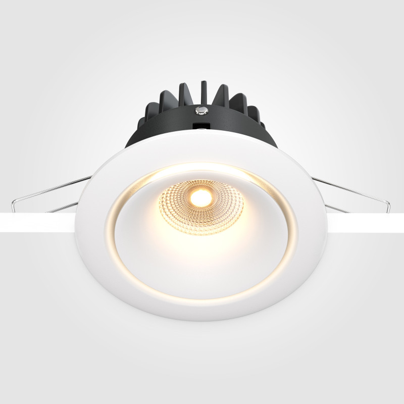 Светильник, 9.8 см, 12W, 3000К, белый, теплый свет, Maytoni Zoom DL031-2-L12W, встраиваемый светодиодный