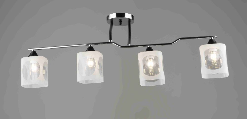 Люстра L850 x W120 x H300, мм, 4*40W (160W), CH+BK(ХРОМ+ЧЁРНЫЙ) Rilon 2284/4 CH+BK