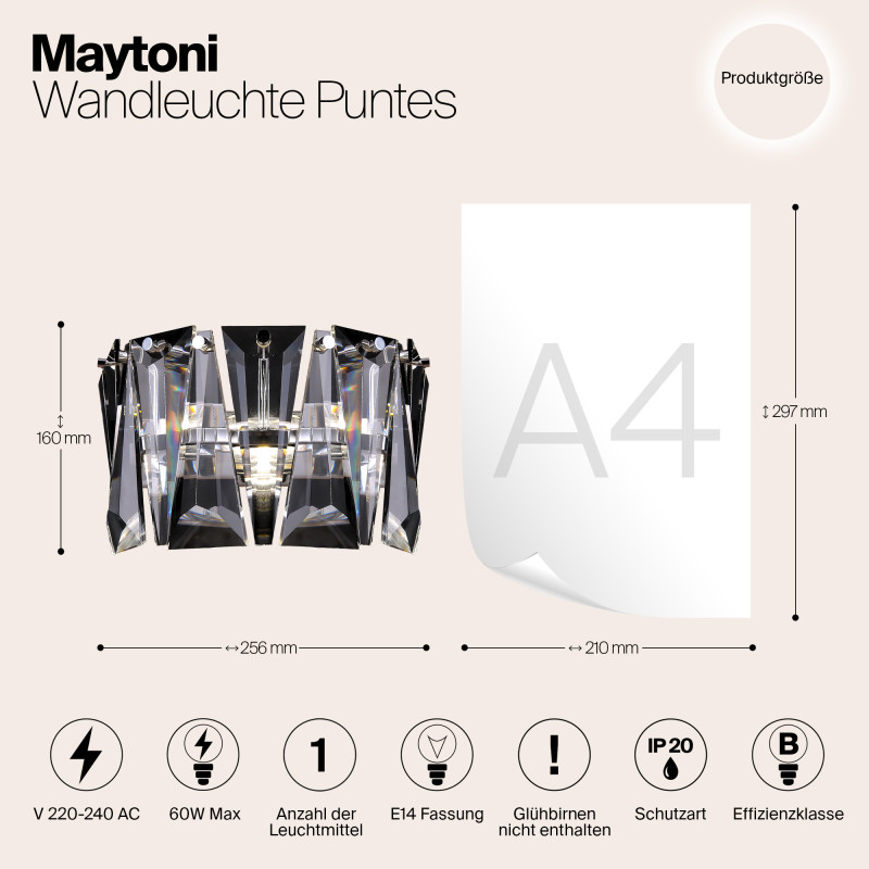 Настенный светильник Maytoni Puntes MOD043WL-01CH, хром
